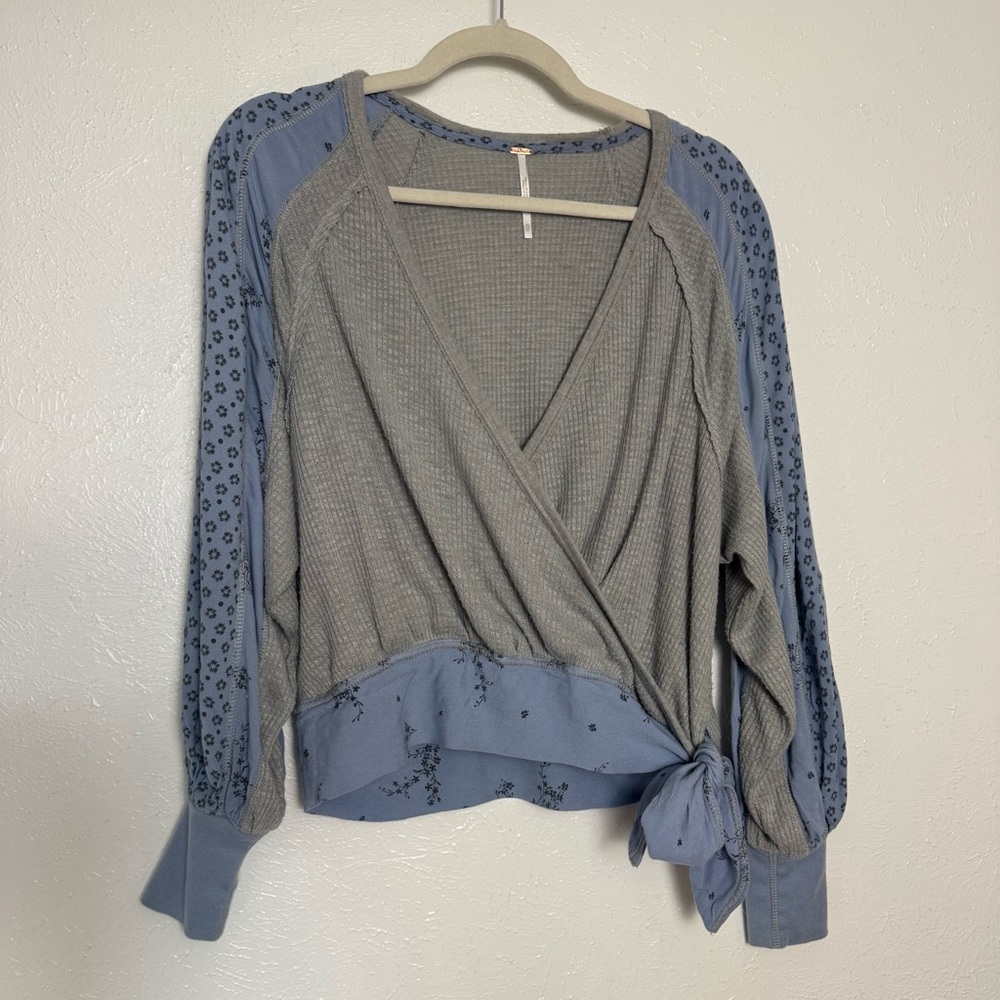 Free People Bohemian Wrap Bubble Sleeve Thermal Long Sleeve Top